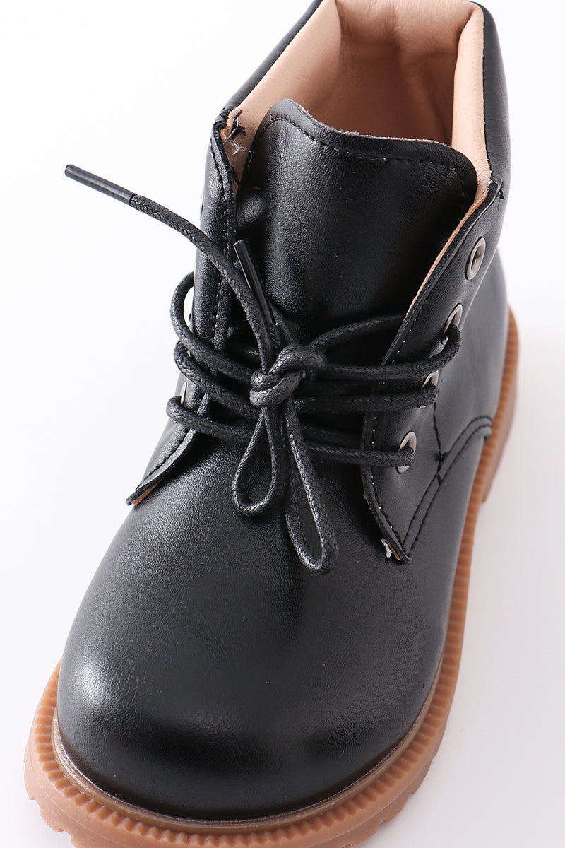 Black Lace-Up Bootie