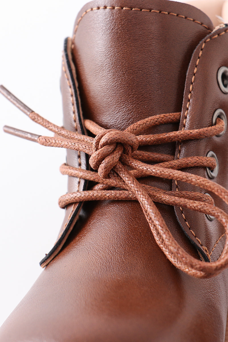 Brown Lace-Up Bootie