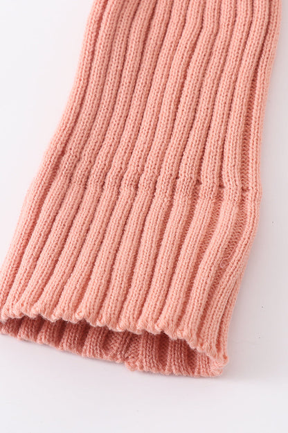 Coral Pink Knit Pom Pom Beanie