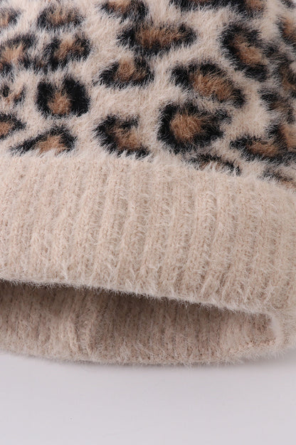 Beige Leopard Beanie Hat - Mommy & Me