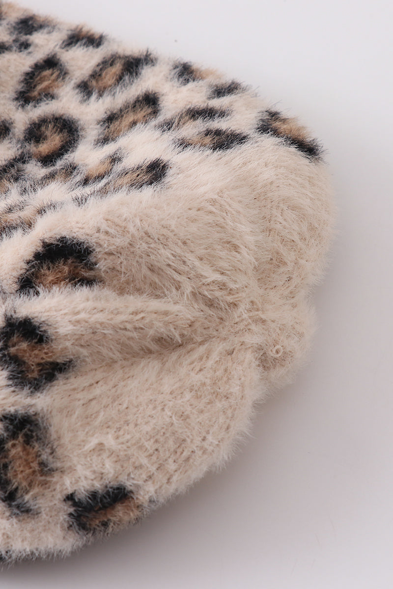 Beige Leopard Beanie Hat - Mommy & Me