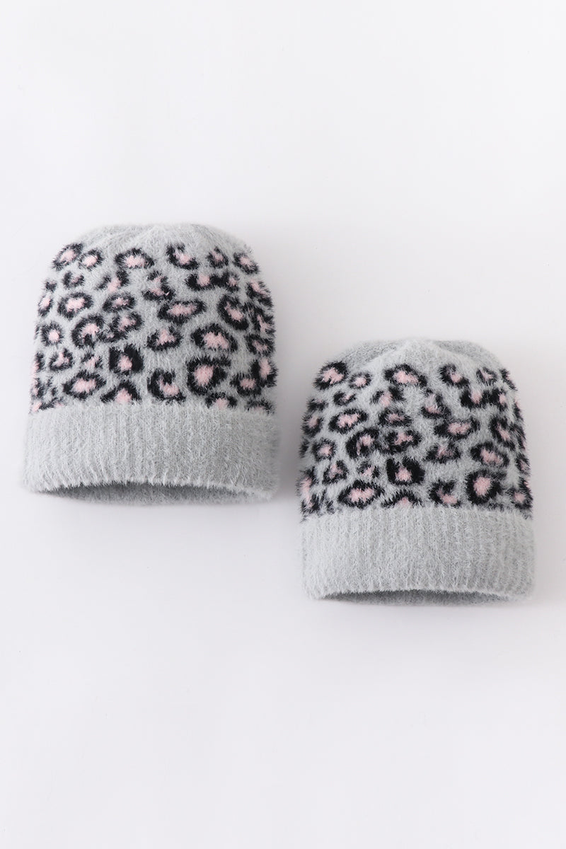 Grey Leopard Beanie