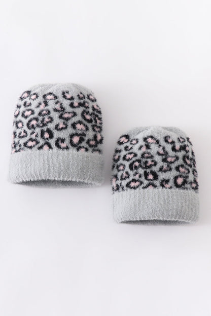 Grey Leopard Beanie