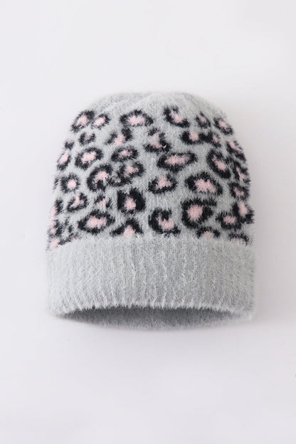 Grey Leopard Beanie