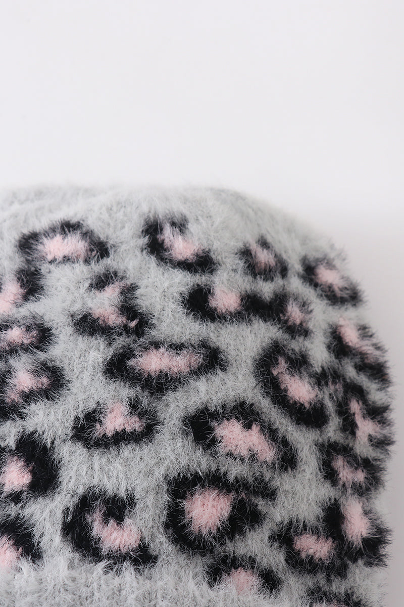 Grey Leopard Beanie