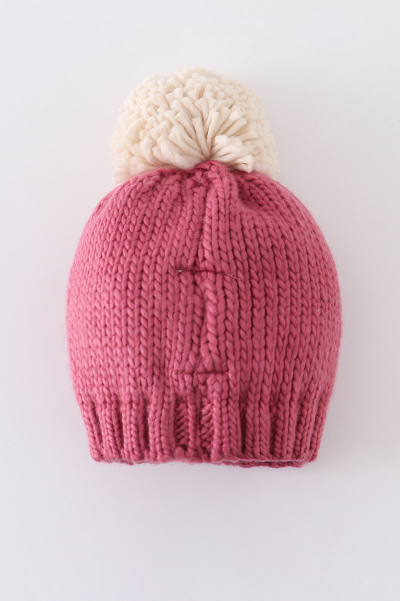 Pink BE MINE Knit Pom Pom Beanie