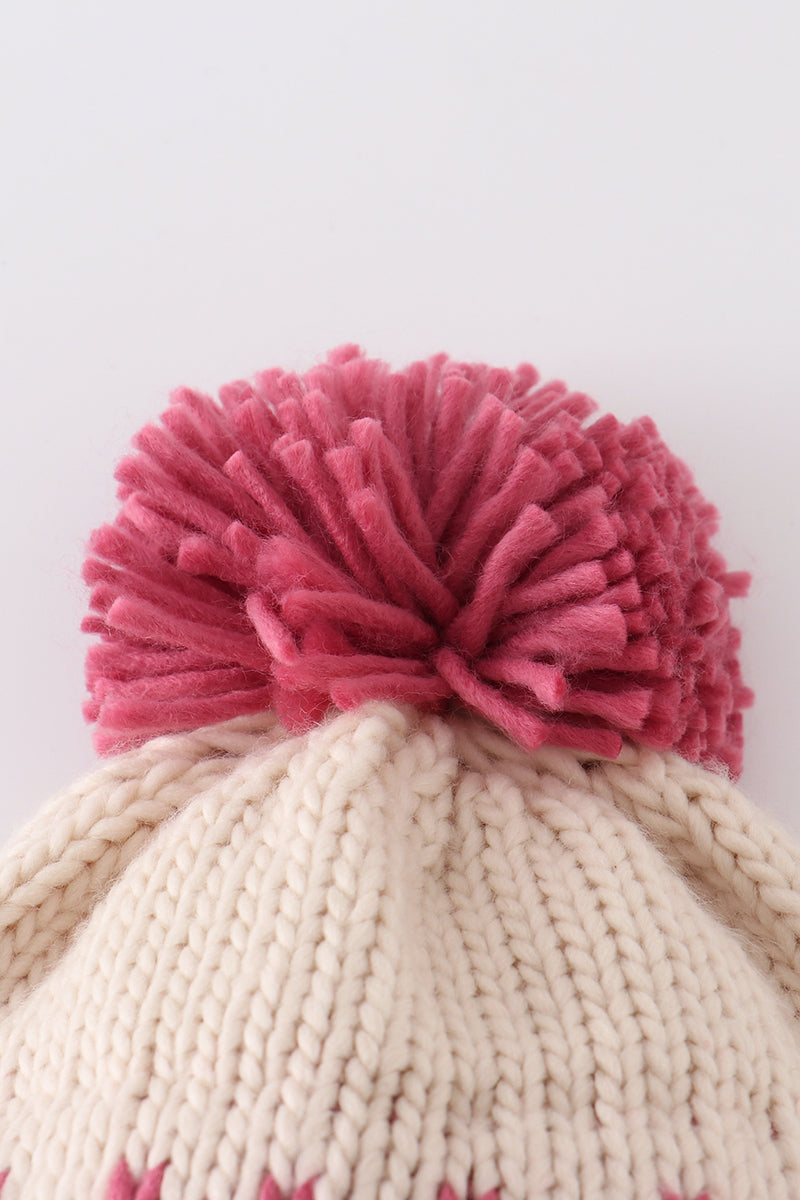 Cream XOXO Knit Pom Pom Beanie