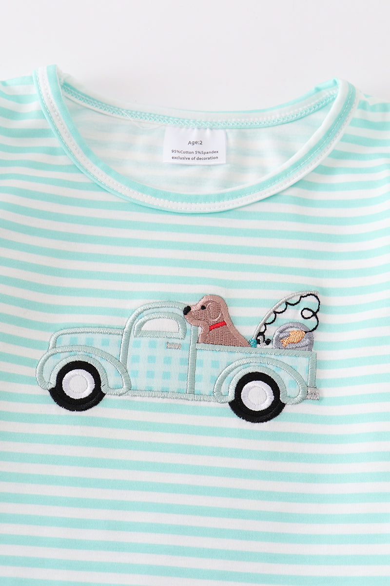 Truck & Dog Stripe Girl Set