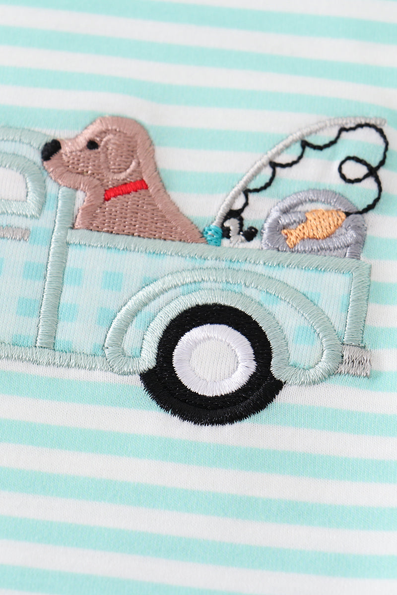 Truck & Dog Stripe Girl Set