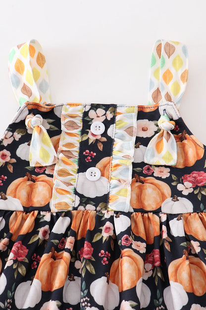 Pumpkin Print Strap Girl Set