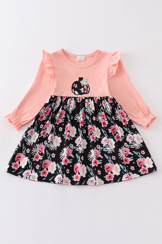 Floral Print Pumpkin Fall Dress