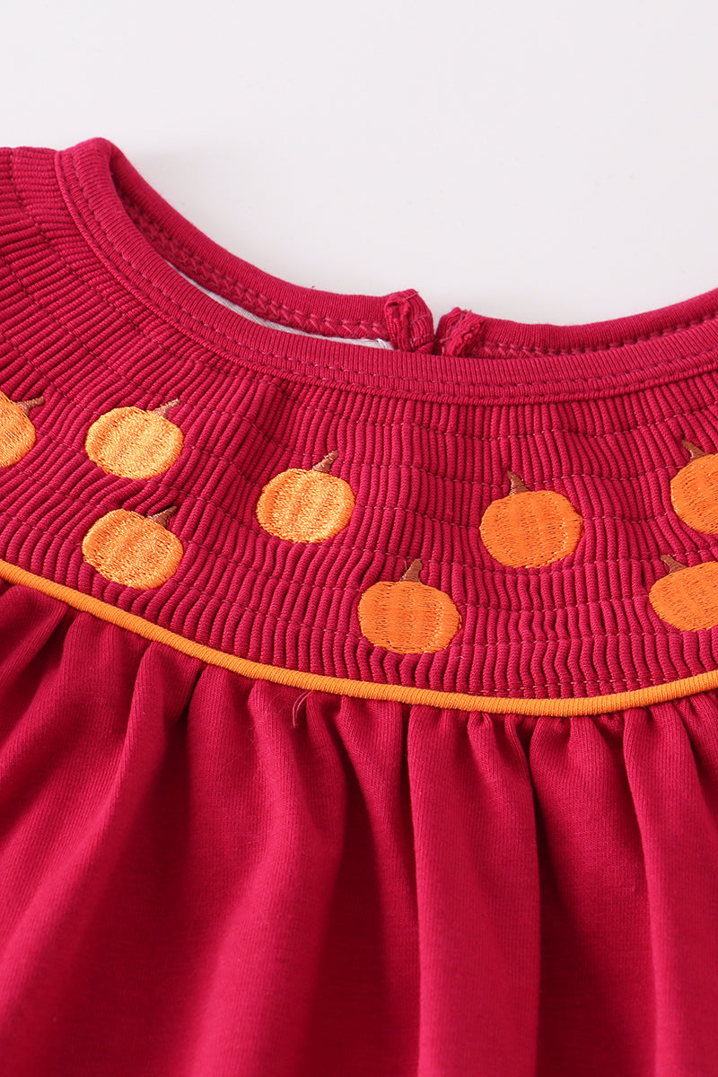 Plume Pumpkin Embroidery Girl Set