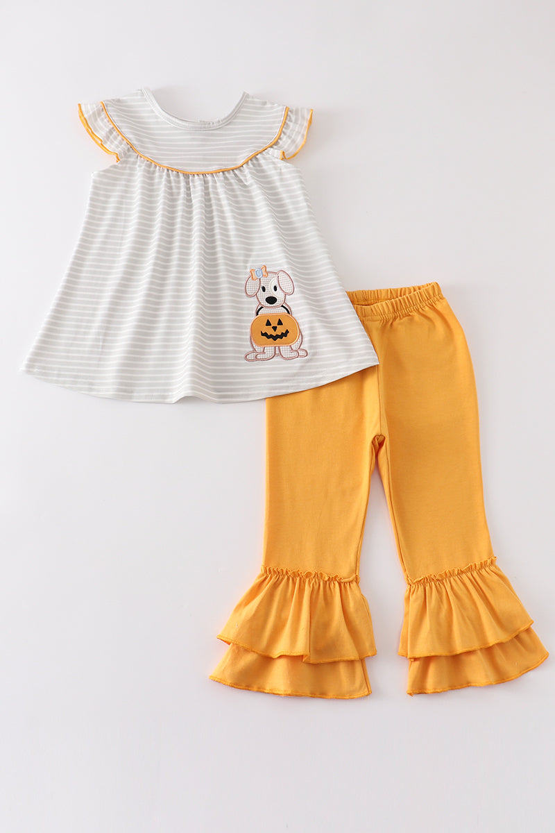 Grey Stripe Pumpkin Girl Set