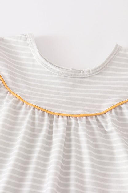 Grey Stripe Pumpkin Girl Set