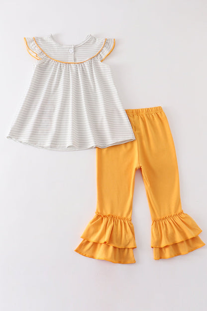 Grey Stripe Pumpkin Girl Set