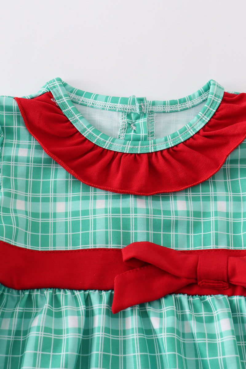 Green Plaid Ruffle Baby Girl Bubble