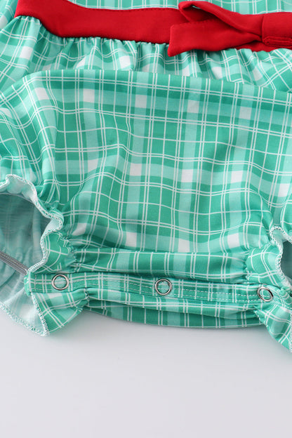 Green Plaid Ruffle Baby Girl Bubble