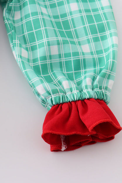 Green Plaid Ruffle Baby Girl Bubble