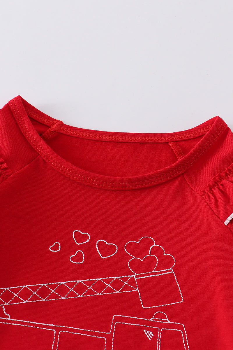 Red Valentine's Day Truck Ruffle Top