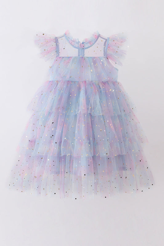 Blue Star Tiered Ruffle Tulle Dress