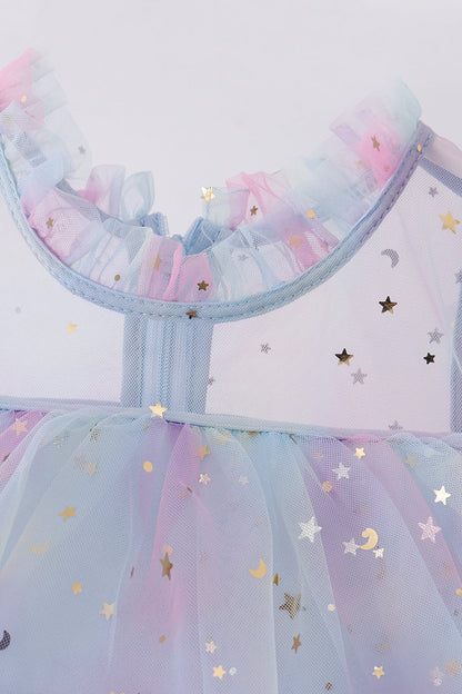 Blue Star Tiered Ruffle Tulle Dress