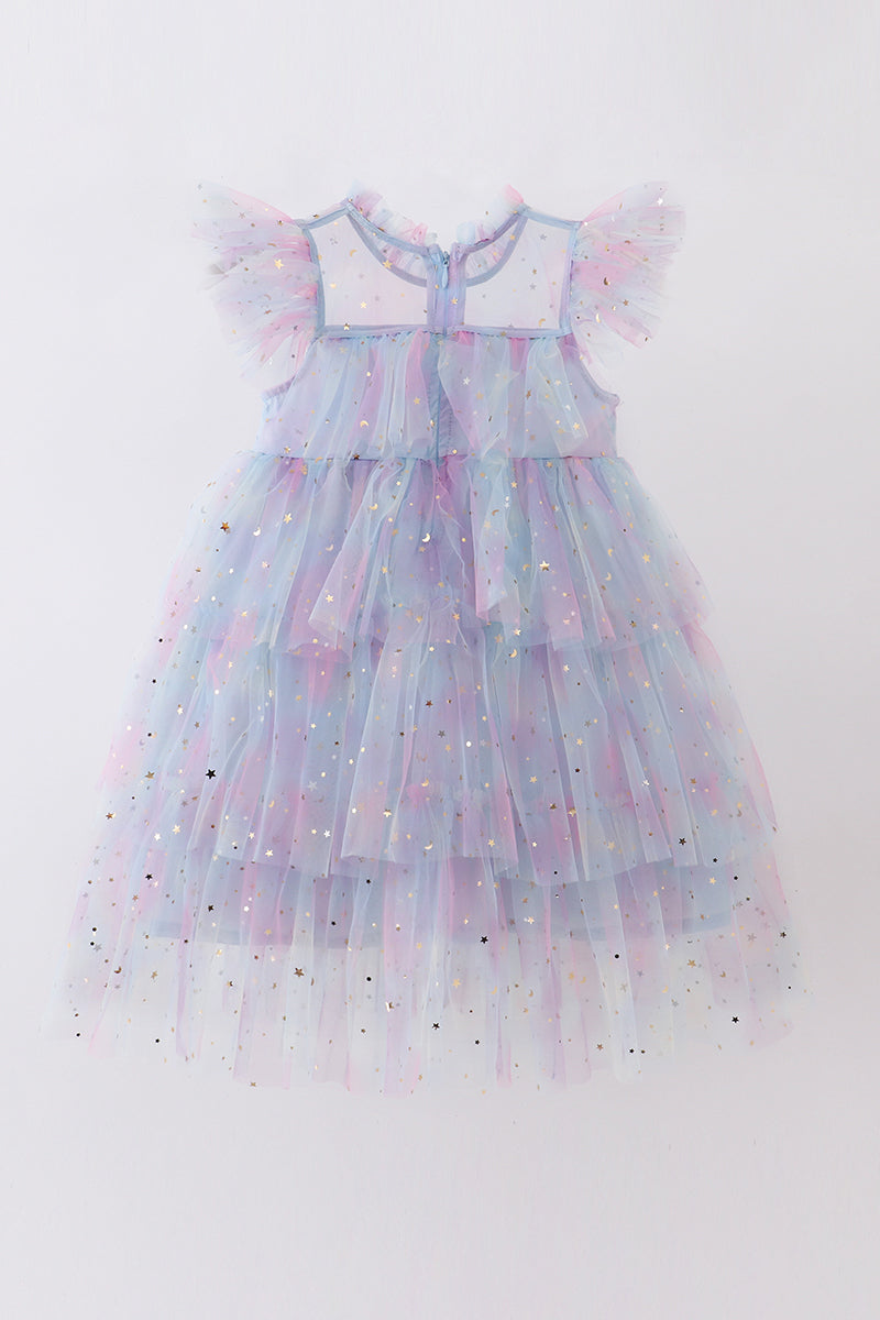 Blue Star Tiered Ruffle Tulle Dress