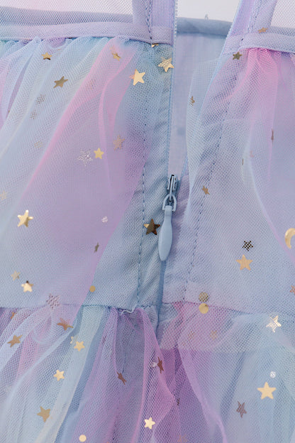 Blue Star Tiered Ruffle Tulle Dress