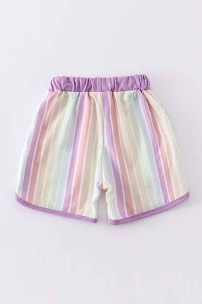 Multicolored Stripe Ruffle Girl Shorts