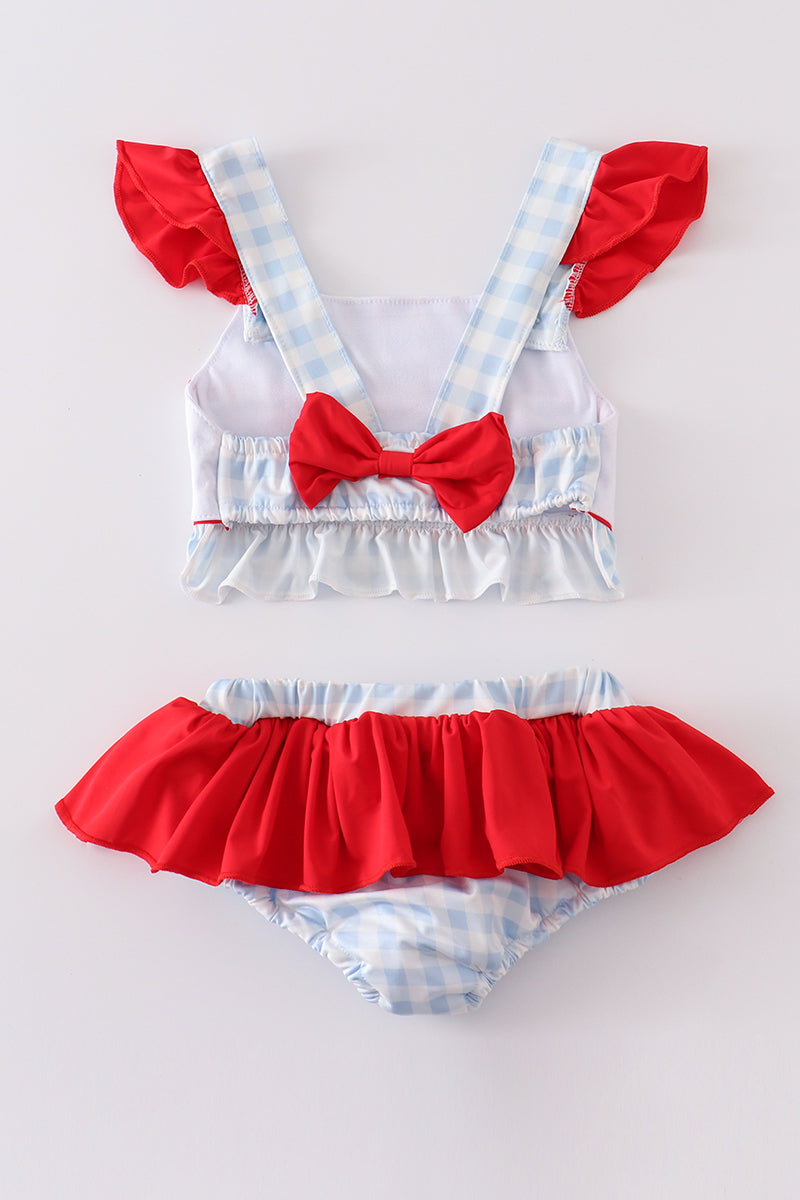 Patriotic Plaid Flag 2pc Girl Swimsuit