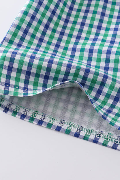 Green Whale Summer Plaid Boy Trunks