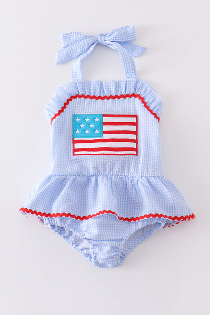 Patriotic Flag One-Piece Girl Swimsuit