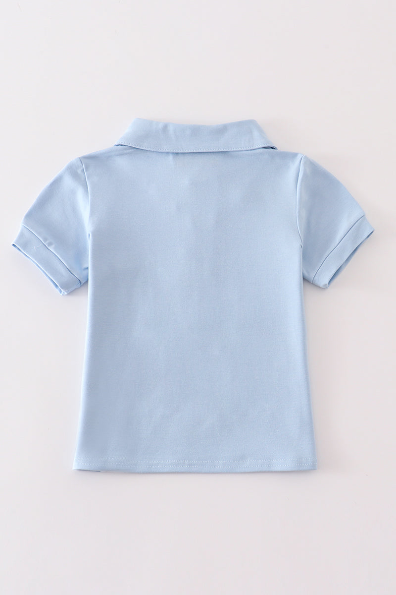 Blue Sailboat Embroidery - Boy Shirt