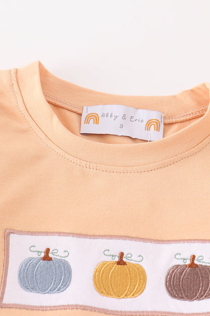 Khaki Pumpkin Embroidery Boy Set