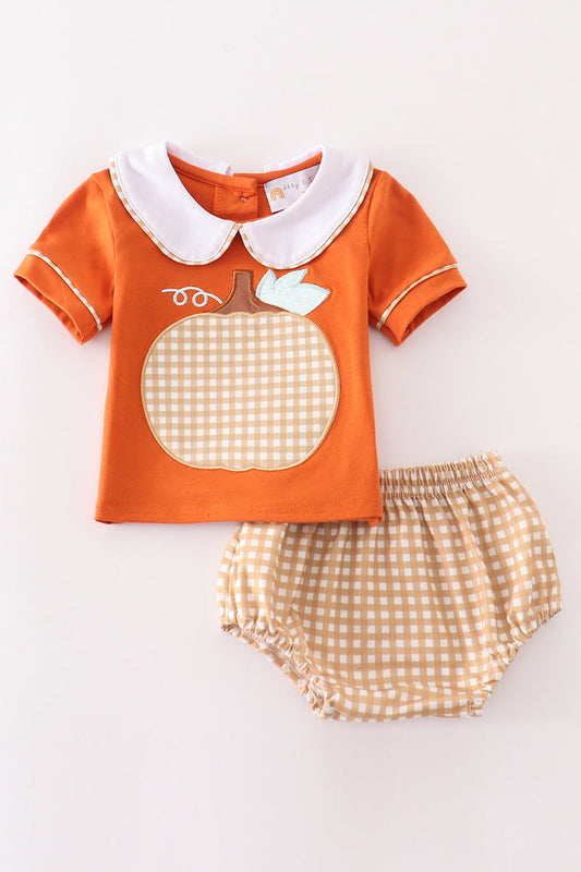 Brown Pumpkin Plaid - Baby Boy Set