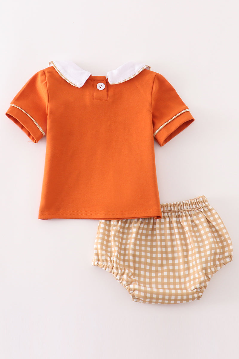 Brown Pumpkin Plaid - Baby Boy Set