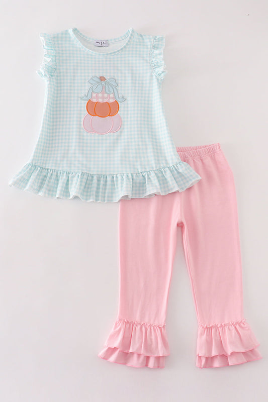 Blue Pumpkin Plaid - Girl Set