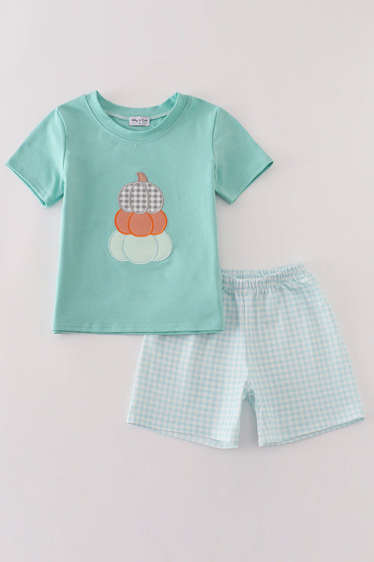 Blue Pumpkin Plaid - Boy Set