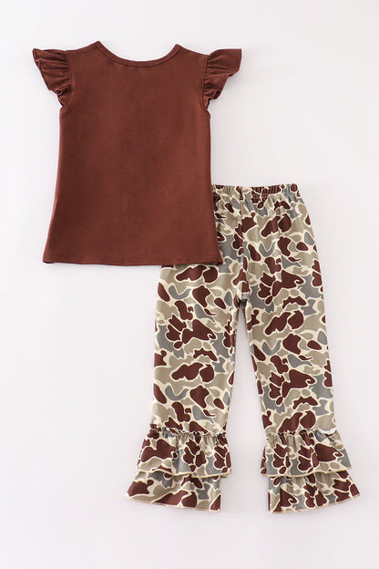 Brown Camouflage Ruffle - Girl Set