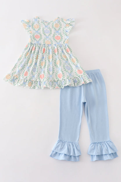 Blue Pumpkin Embroidery - Girl Set