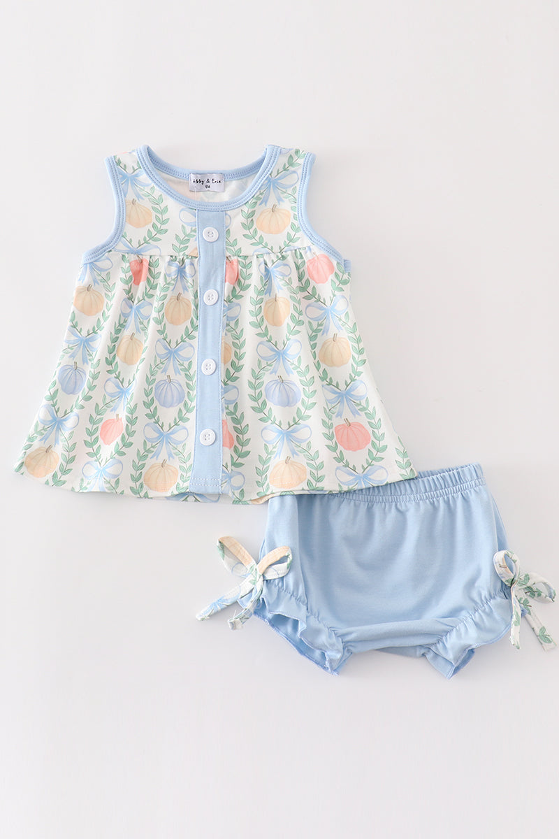 Blue Pumpkin Print - Baby Girl Set