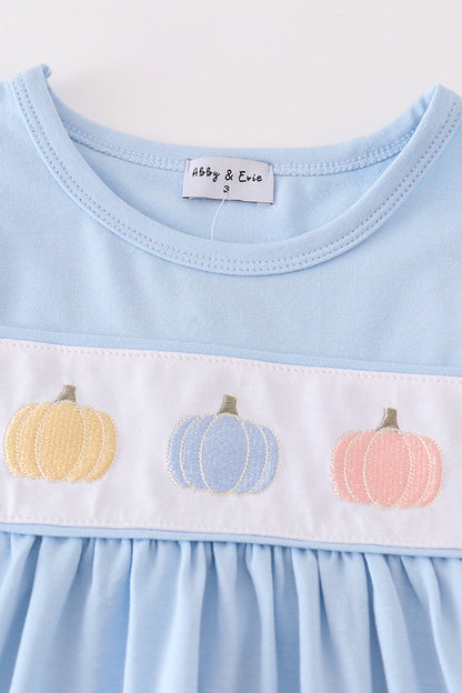 Blue Pumpkin Embroidery - Girl Ruffle Pants Set