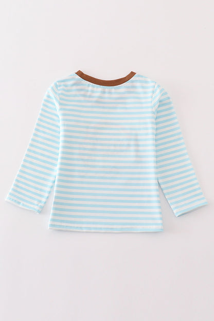 Blue Stripe Noah's Ark Animal - Boy Top