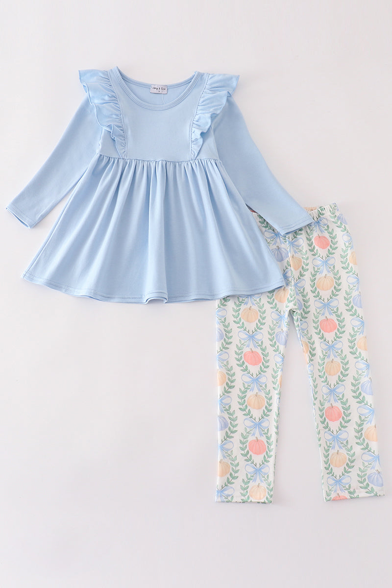 Blue Pumpkin Print - Girl Set