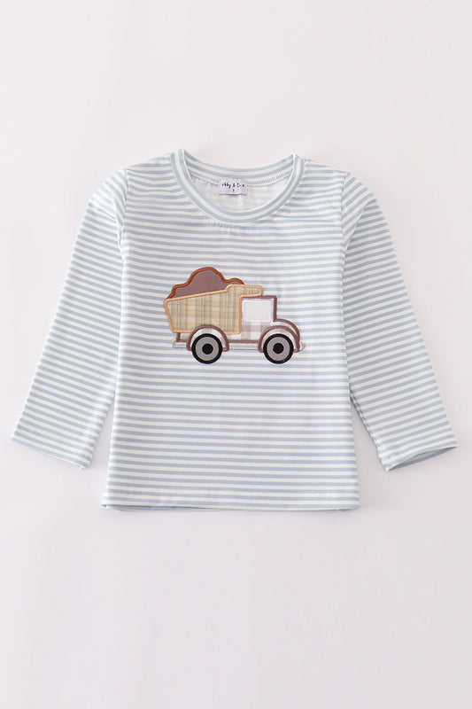 Blue Stripe Muck Car - Boy Top