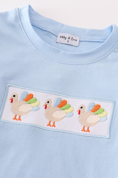 Blue Turkey Embroidery - Boy Top