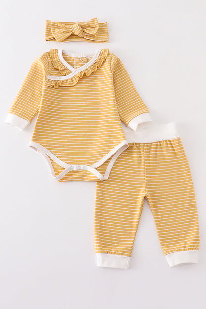 Mustard Ruffle 3-Piece Set