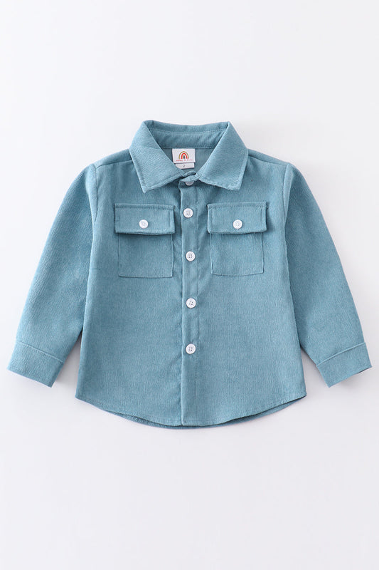 Blue Corduroy Blue Button Down Shirt