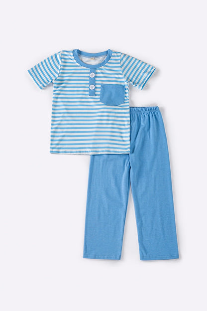 Blue Stripe - Boy Pants Set