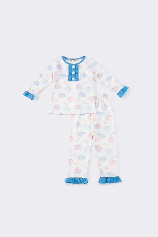 Blue Pumpkin Print - Girls Pajamas Set