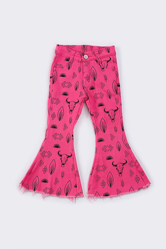 Pink Western Bell Denim Jeans